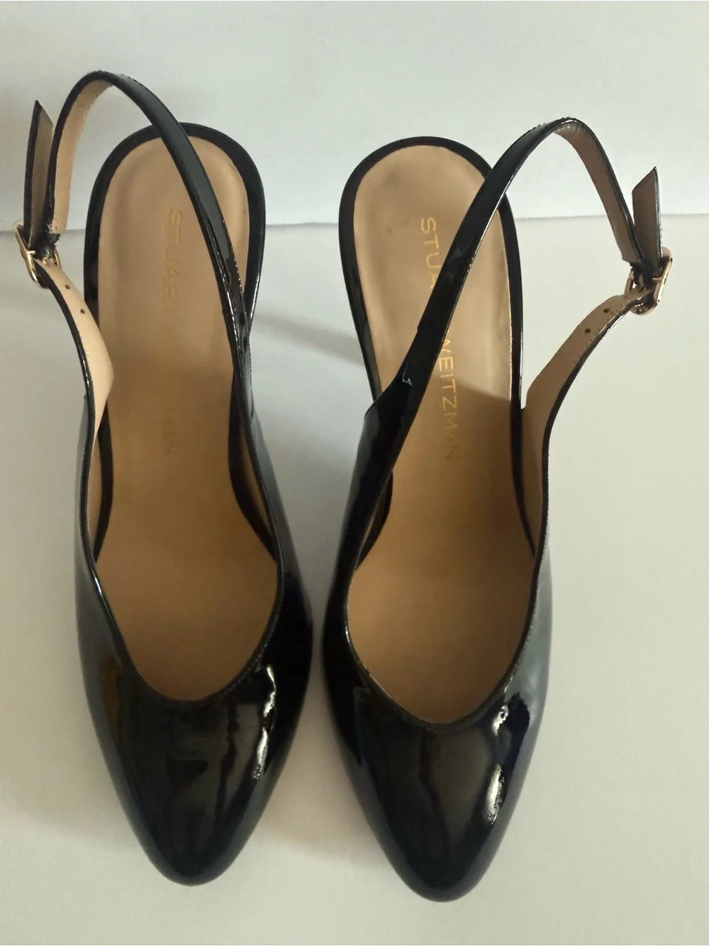Stuart Weitzman Black Patent Slingback Pumps size 8.5